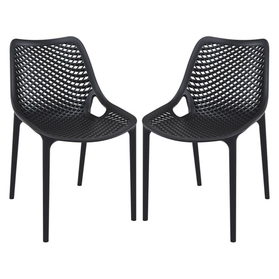 Product photograph of Aultas Outdoor Black Stacking Dining Chairs In Pair from Furniture in Fashion