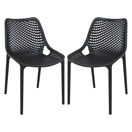 Read more about Aultas outdoor black stacking dining chairs in pair