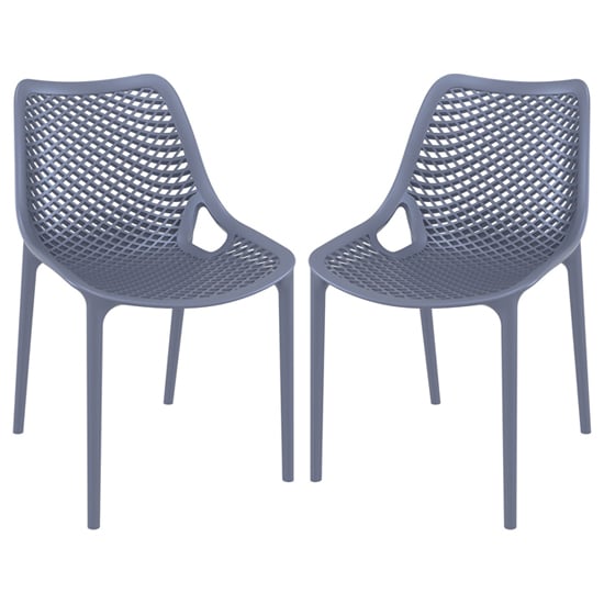 Product photograph of Aultas Outdoor Dark Grey Stacking Dining Chairs In Pair from Furniture in Fashion
