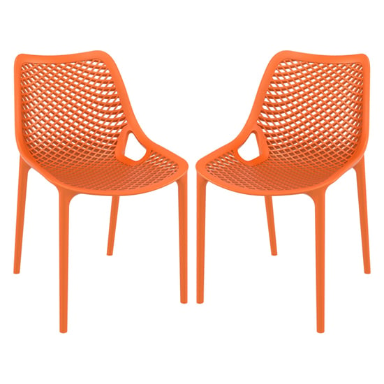 Product photograph of Aultas Outdoor Orange Stacking Dining Chairs In Pair from Furniture in Fashion