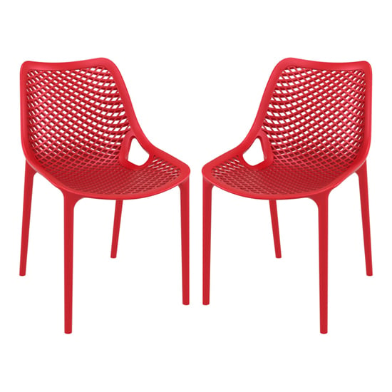 Aultas Outdoor Red Stacking Dining Chairs In Pair