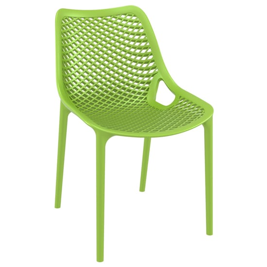 Photo of Aultas outdoor stacking dining chair in tropical green