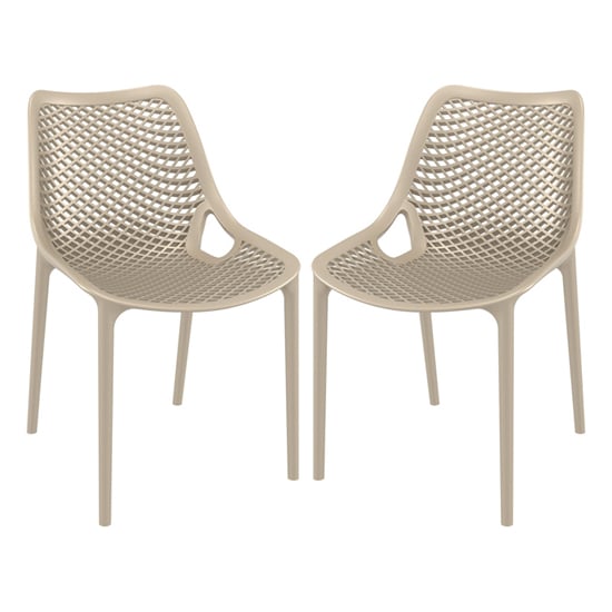 Photo of Aultas outdoor taupe stacking dining chairs in pair