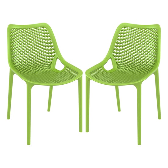 Photo of Aultas outdoor tropical green stacking dining chairs in pair