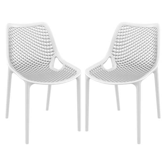 Photo of Aultas outdoor white stacking dining chairs in pair