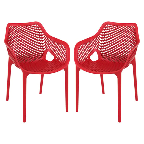 Aultos Outdoor Red Stacking Armchairs In Pair
