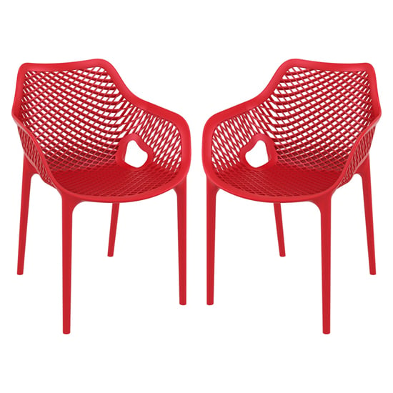 Photo of Aultos outdoor red stacking armchairs in pair