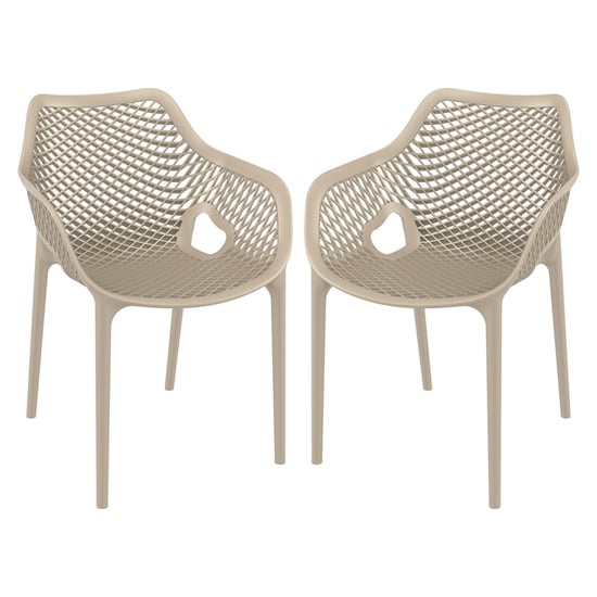 Aultos Outdoor Taupe Stacking Armchairs In Pair