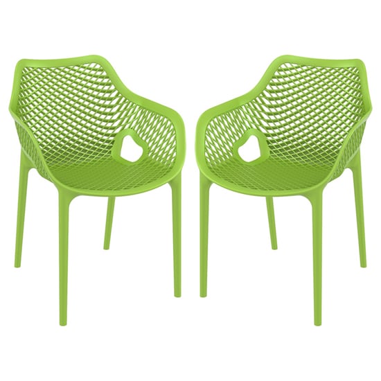 Photo of Aultos outdoor tropical green stacking armchairs in pair