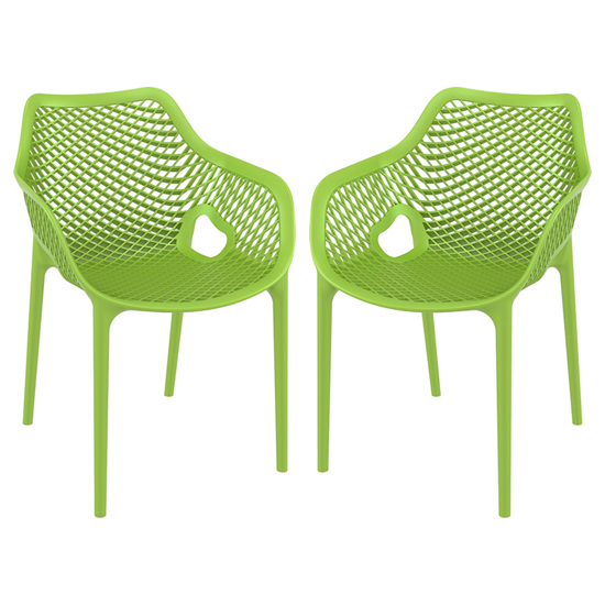 Read more about Aultos outdoor tropical green stacking armchairs in pair