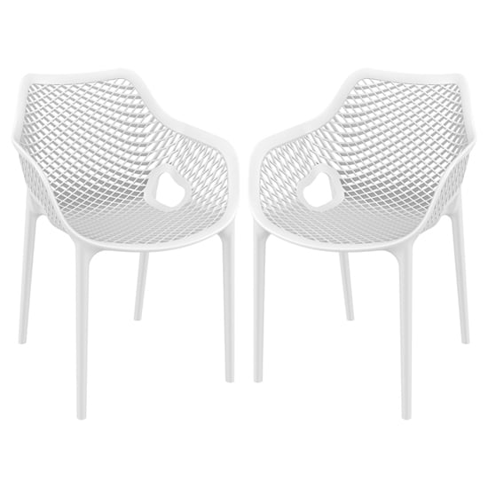 Read more about Aultos outdoor white stacking armchairs in pair