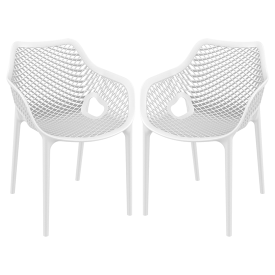 Product photograph of Aultos Outdoor White Stacking Armchairs In Pair from Furniture in Fashion