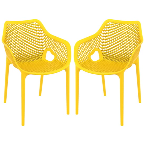 Aultos Outdoor Yellow Stacking Armchairs In Pair