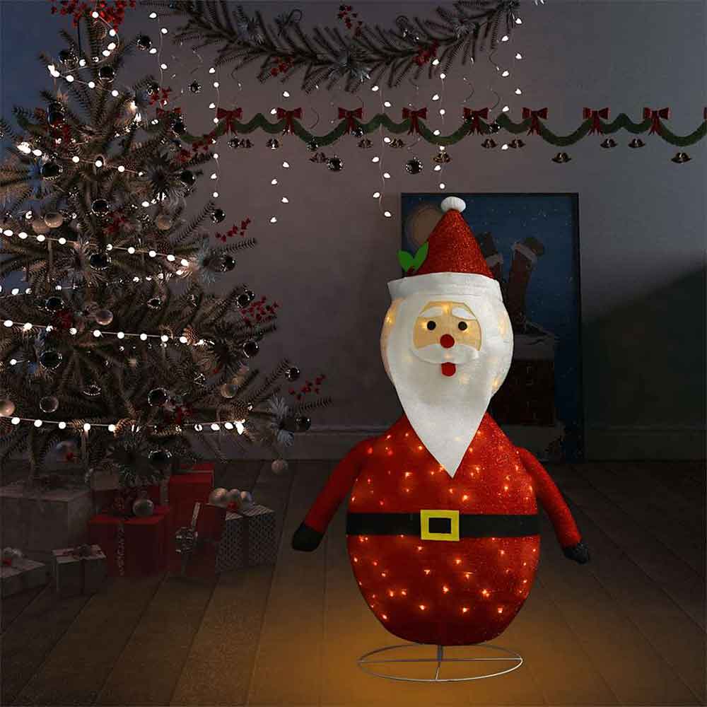Aurelia 120cm Fabric Decorative Christmas Santa Claus With LED - White And Red