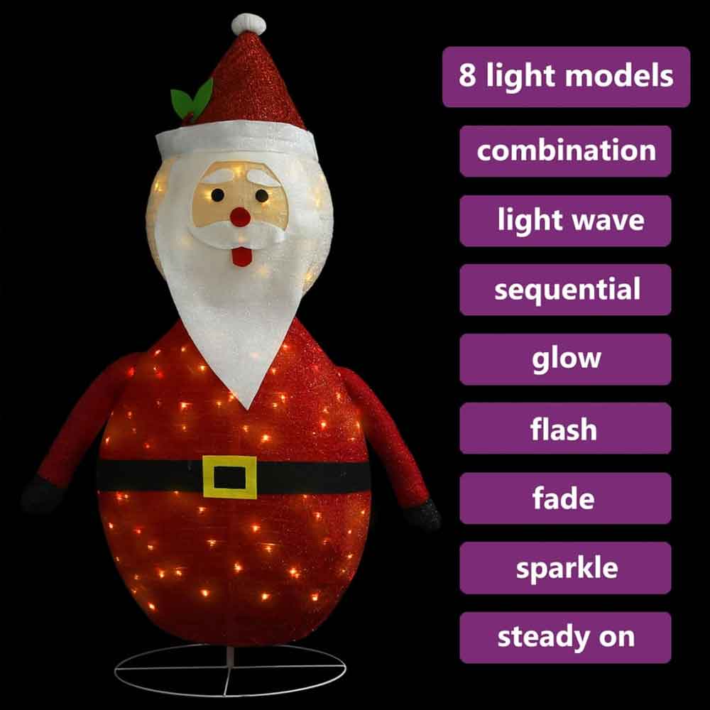 Aurelia 120cm Fabric Decorative Christmas Santa Claus With LED - White And Red