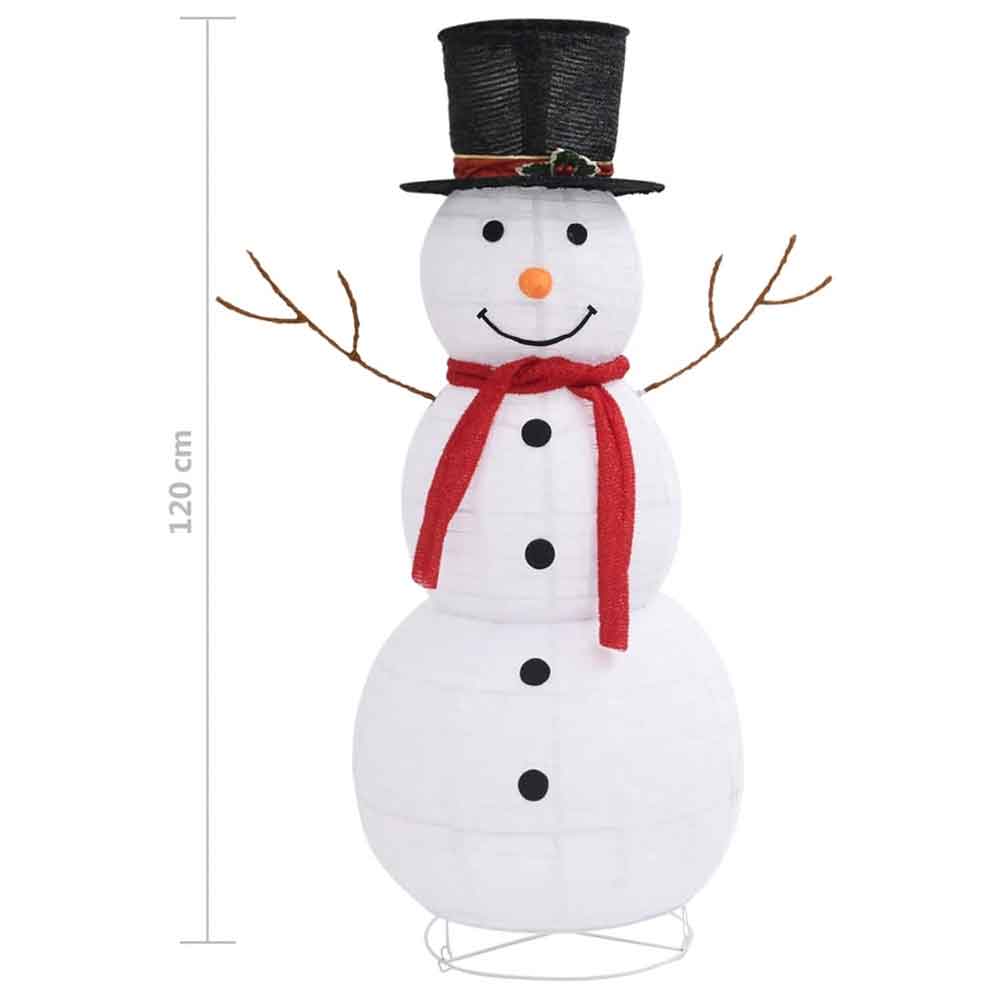 Aurelia 120cm Fabric Decorative Christmas Snowman With LED - White And Red