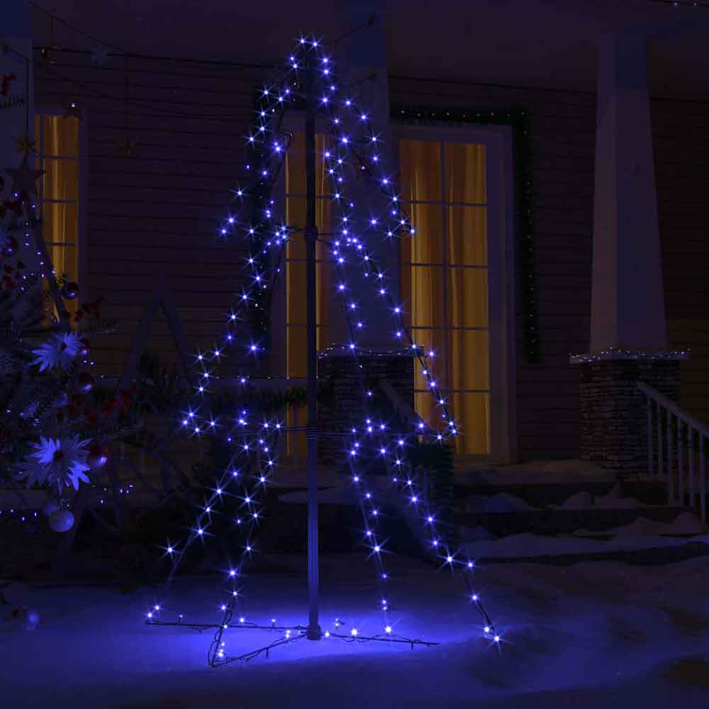 Aurelia 120cm Metal Christmas Cone Tree With 160 LEDs - Blue