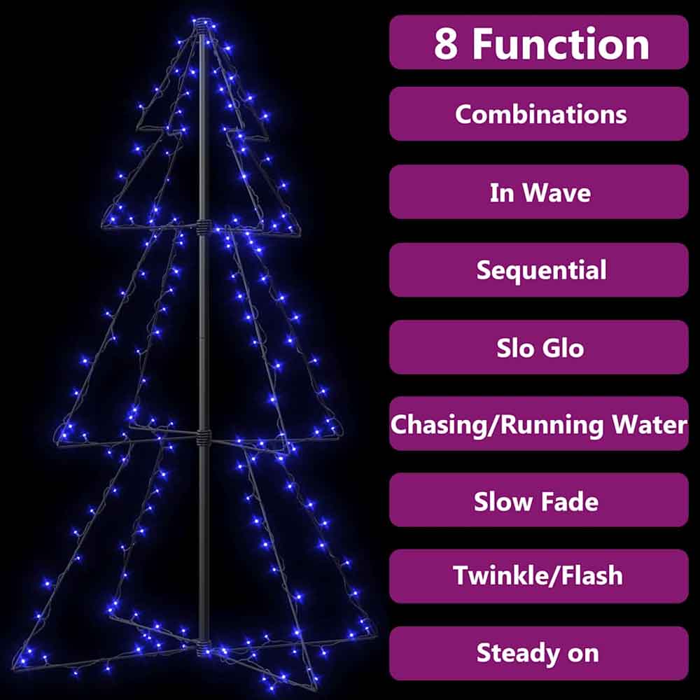 Aurelia 120cm Metal Christmas Cone Tree With 160 LEDs - Blue