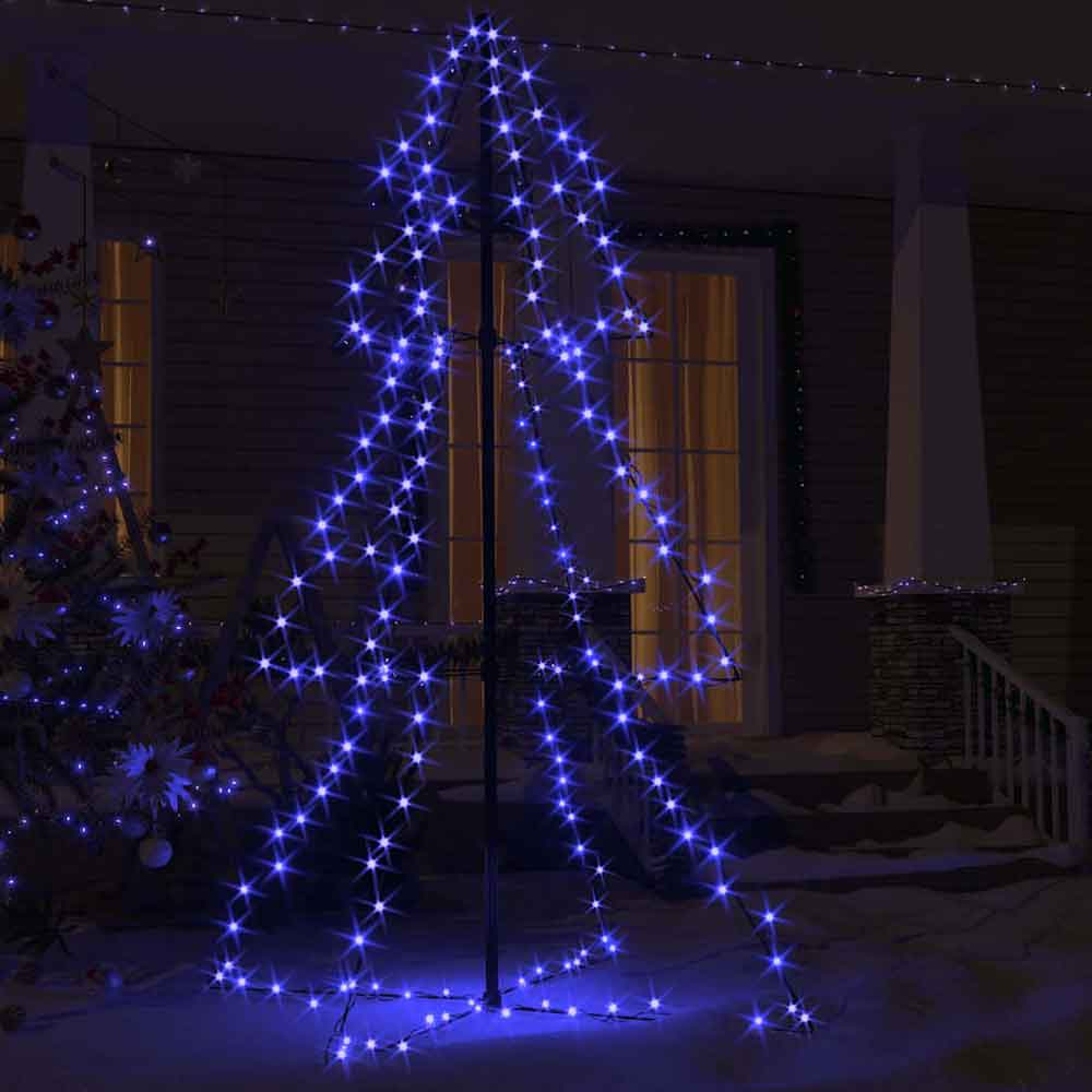 Aurelia 150cm Metal Christmas Cone Tree With 200 LEDs - Blue