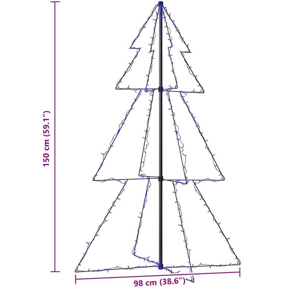 Aurelia 150cm Metal Christmas Cone Tree With 200 LEDs - Blue