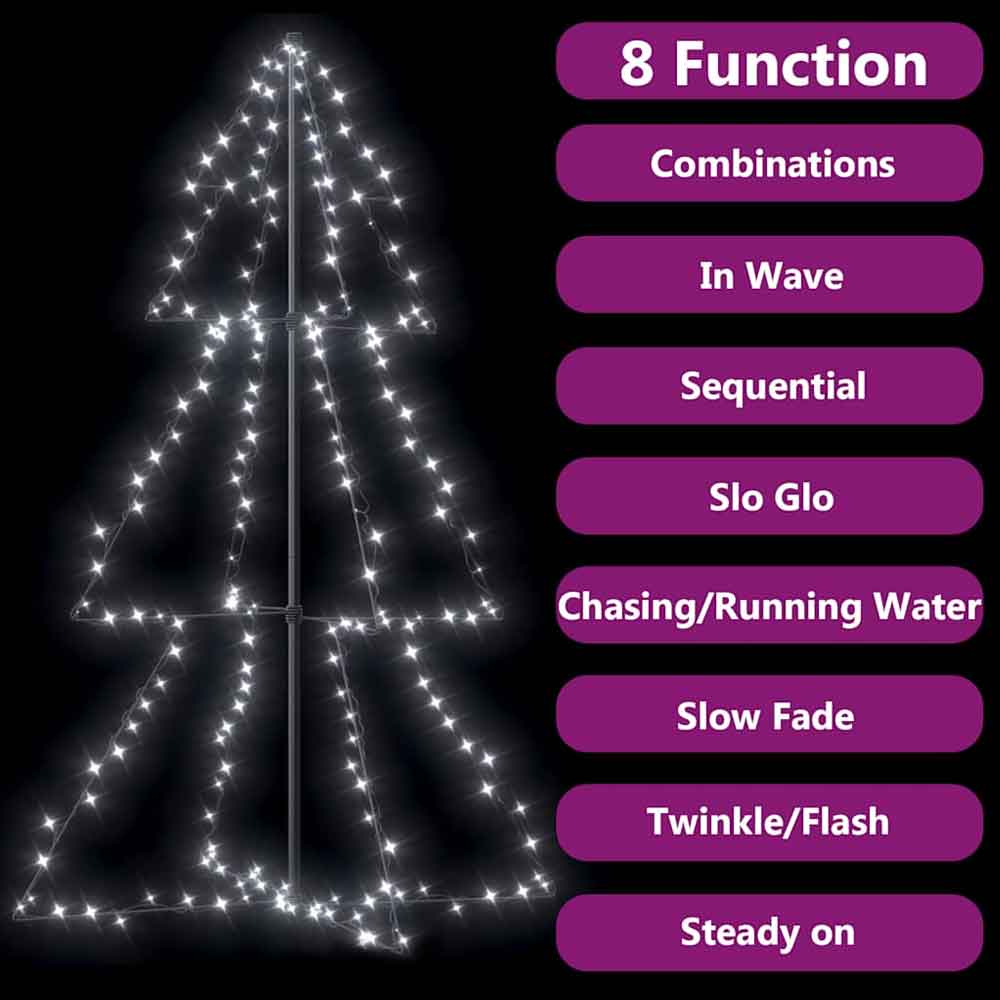Aurelia 150cm Metal Christmas Cone Tree With 200 LEDs - Cold White