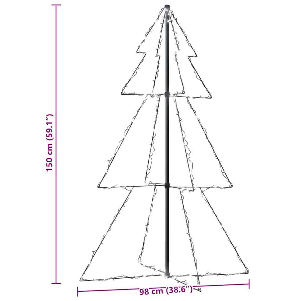 Aurelia 150cm Metal Christmas Cone Tree With 200 LEDs - Cold White