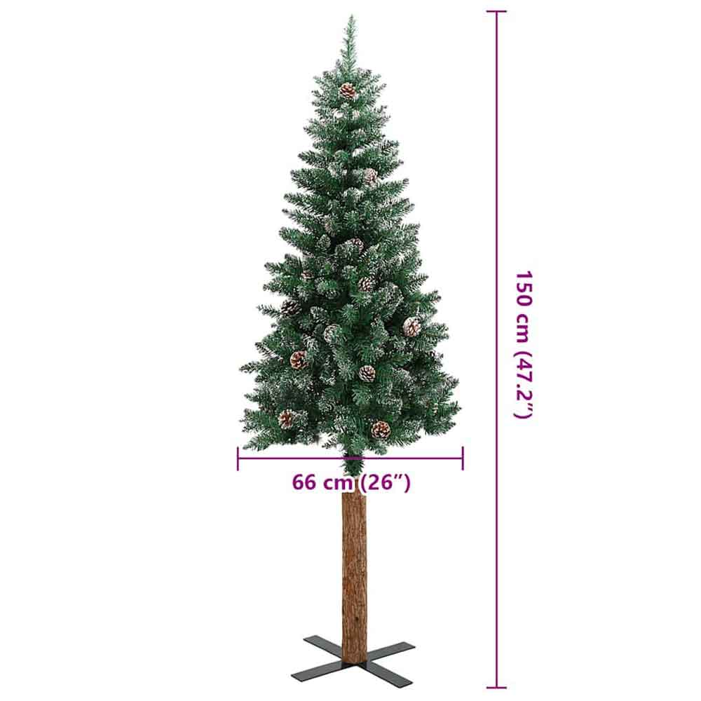 Aurelia 150cm PVC Christmas Tree With Real Wood and Snow - Green