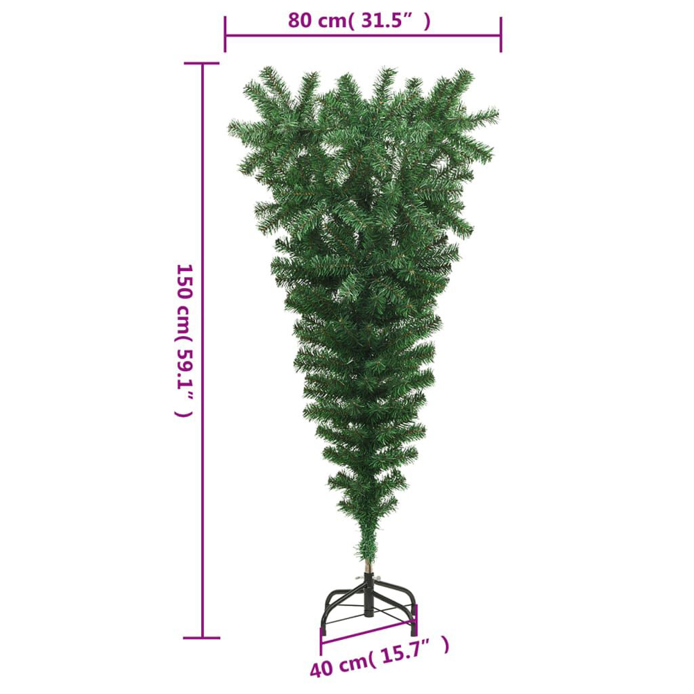 Aurelia 150cm PVC Upside-down Artificial Christmas With Stand - Green