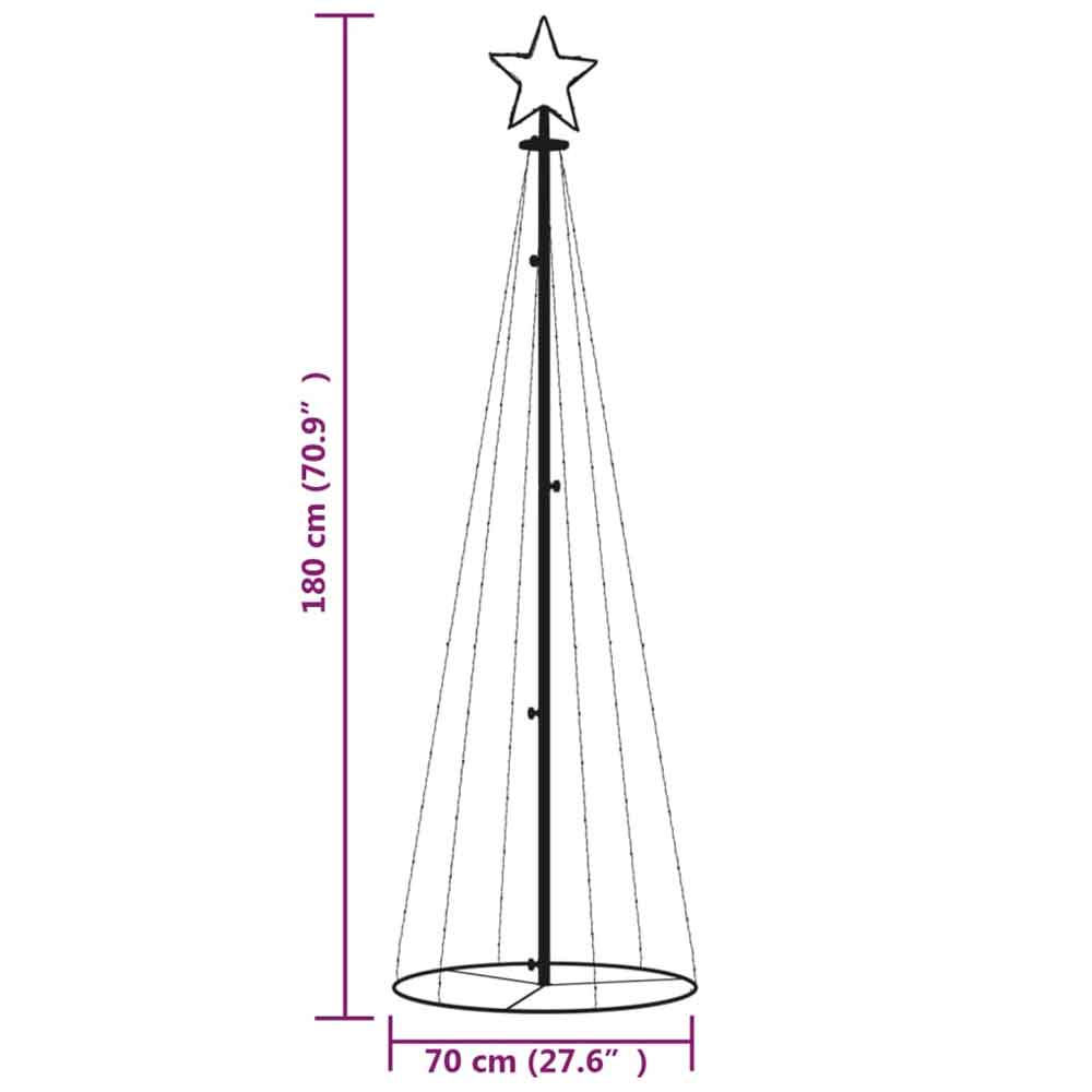 Aurelia 180cm Metal Christmas Cone Tree With 108 LEDs - Blue