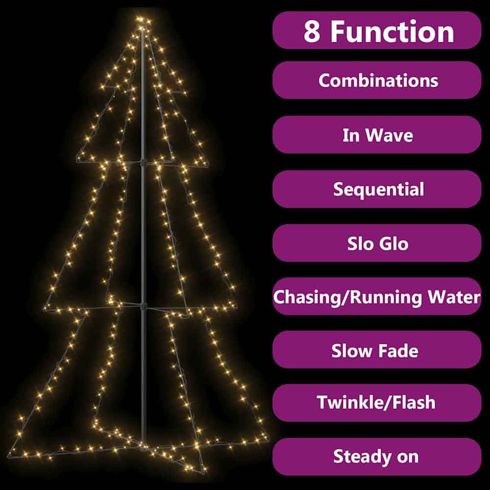Aurelia 180cm Metal Christmas Cone Tree With 240 LEDs - Warm White