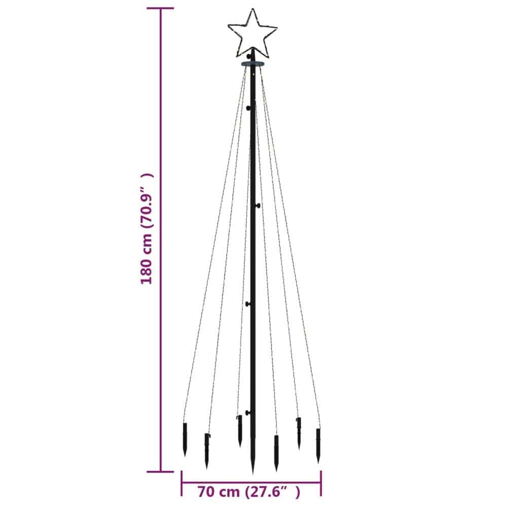 Aurelia 180cm Metal Christmas Tree With 108 LEDs - Multicolour