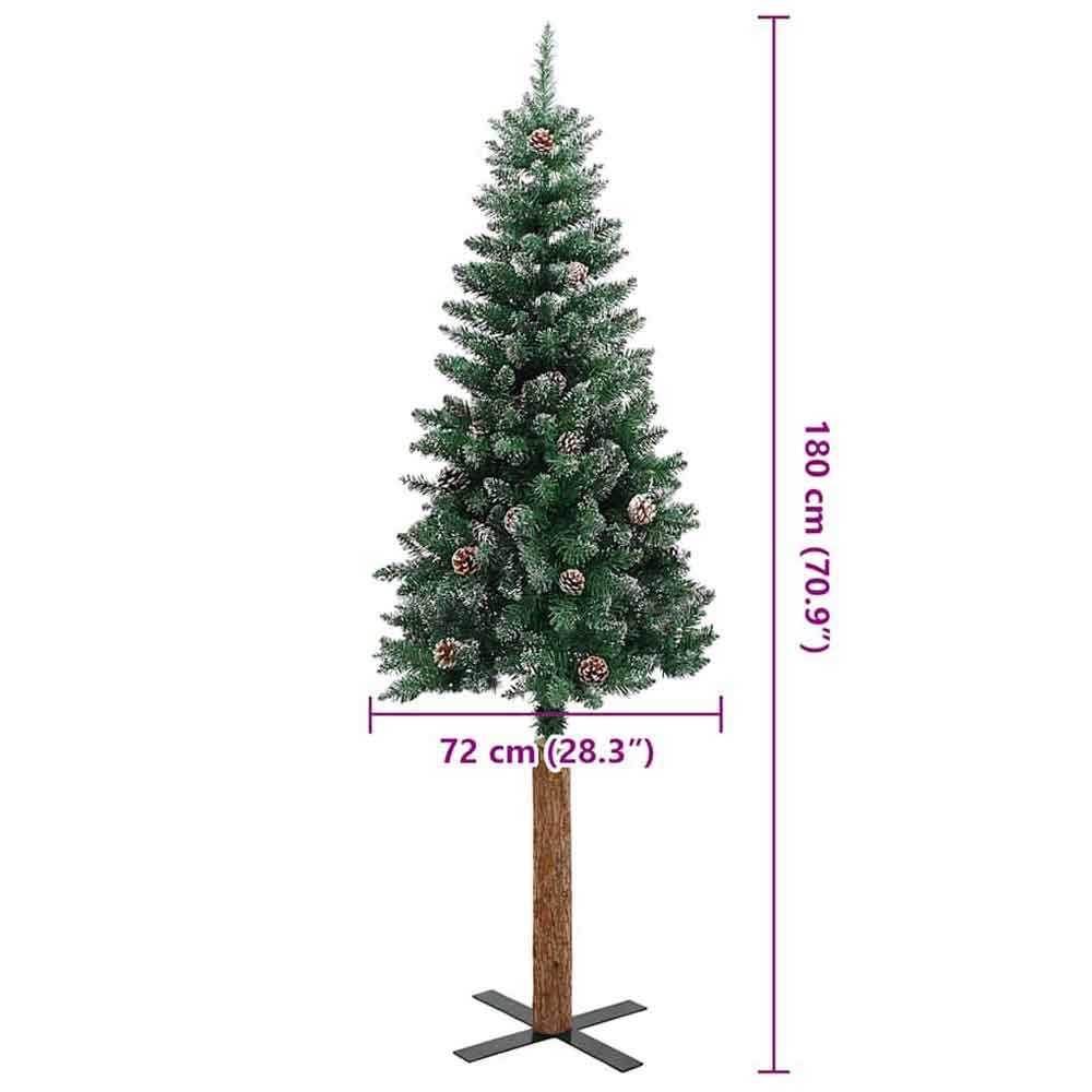 Aurelia 180cm PVC Christmas Tree With Real Wood and Snow - Green