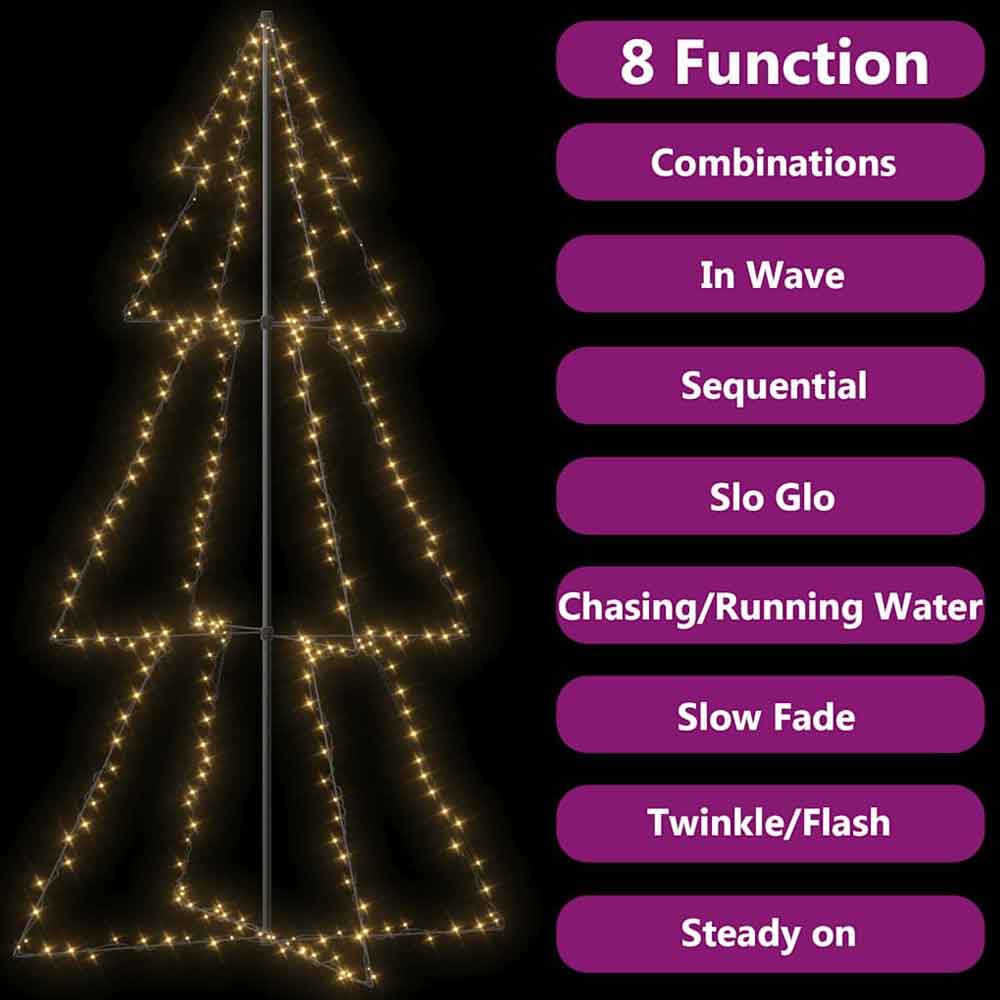 Aurelia 220cm Metal Christmas Cone Tree With 300 LEDs - Warm White