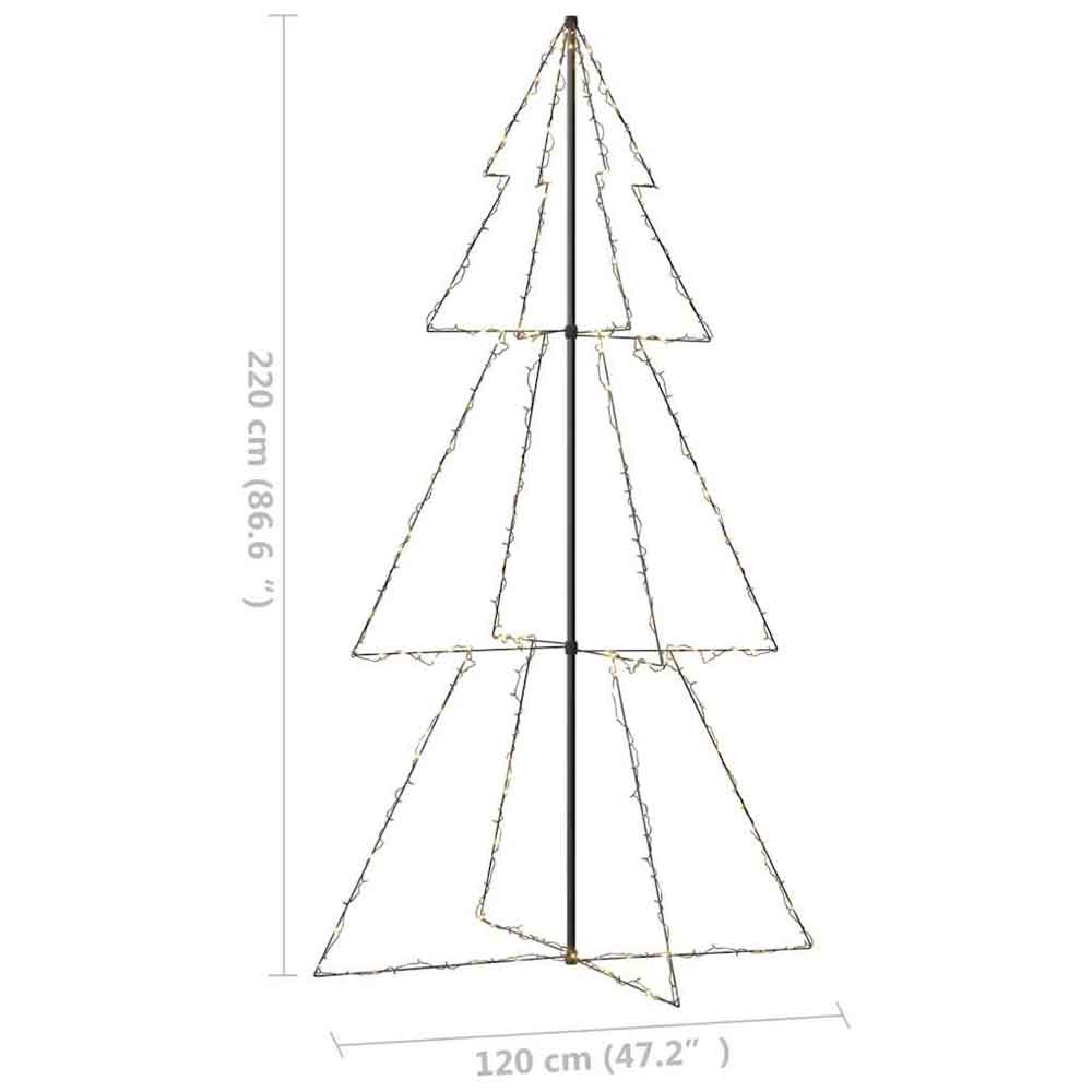 Aurelia 220cm Metal Christmas Cone Tree With 300 LEDs - Warm White