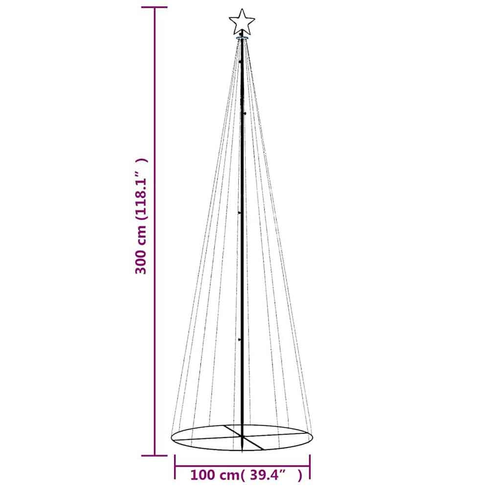Aurelia 300cm Metal Christmas Cone Tree With 310 LEDs - Blue