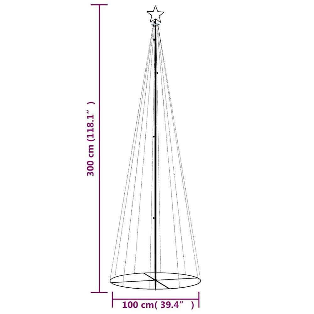 Aurelia 300cm Metal Christmas Cone Tree With 310 LEDs - Cold White