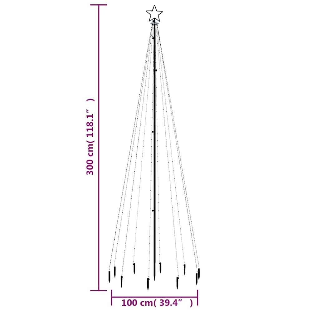 Aurelia 300cm Metal Christmas Tree With 310 LEDs - Multicolour