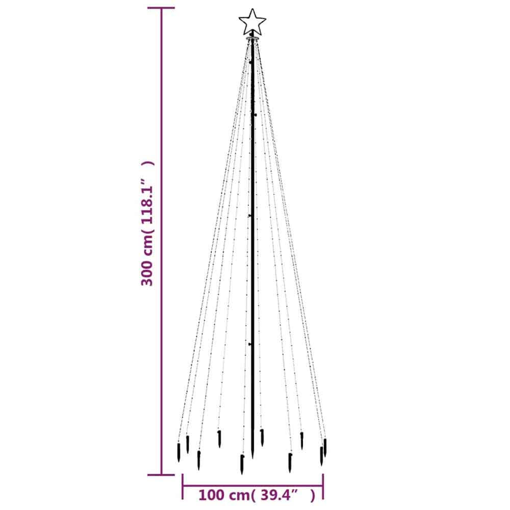 Aurelia 300cm Metal Christmas Tree With 310 LEDs - Warm White