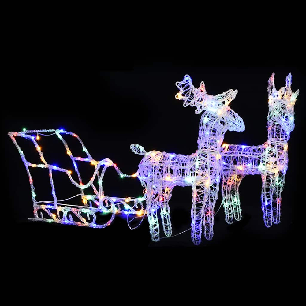 Aurelia Acrylic 2pcs Reindeers and Sleigh Christmas Decoration - Multicolour