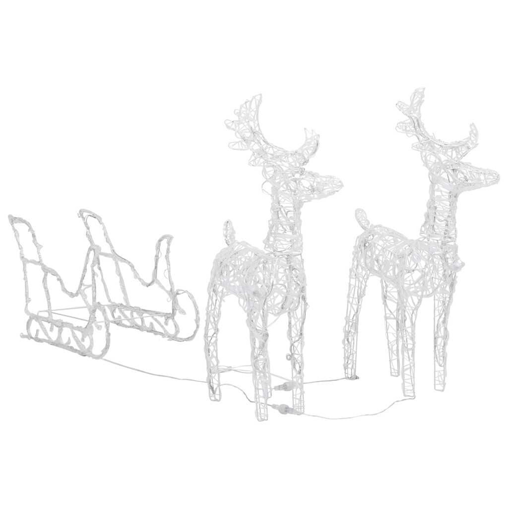 Aurelia Acrylic 2pcs Reindeers and Sleigh Christmas Decoration - Warm White