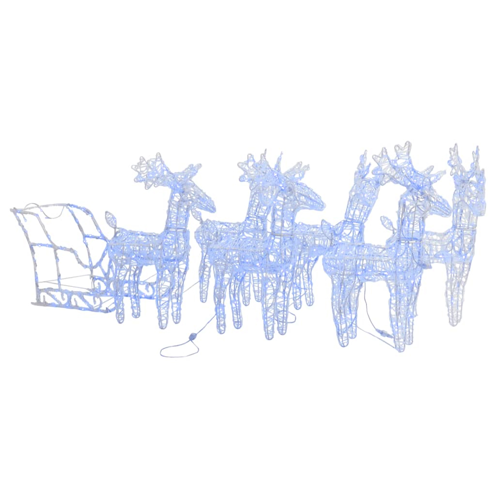 Aurelia Acrylic 6pcs Reindeers and Sleigh Christmas Decoration - Blue