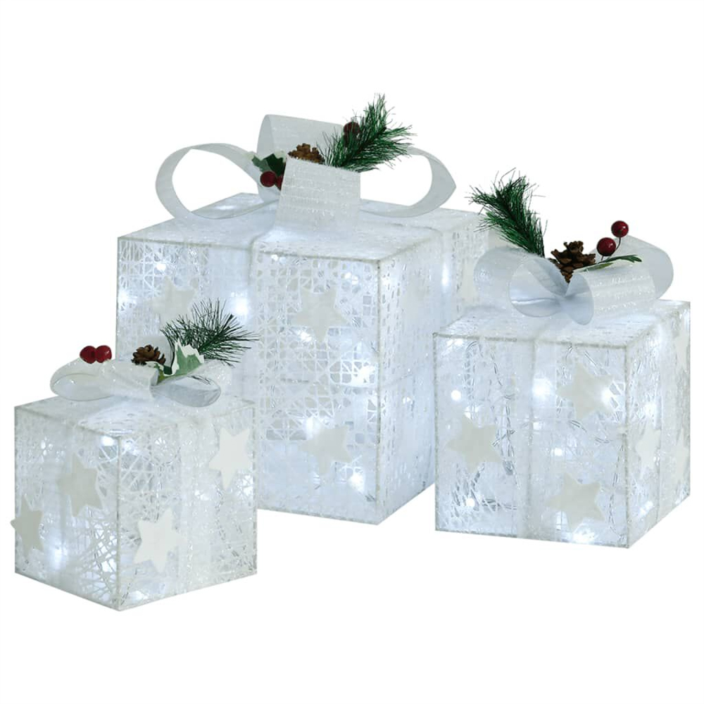 Aurelia Fabric 3 pcs Decorative Christmas Gift - White