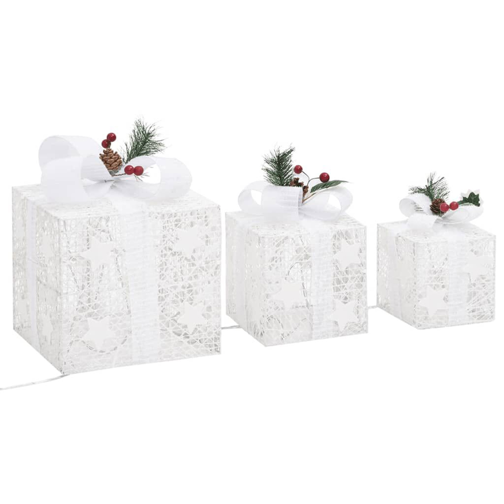 Aurelia Fabric 3 pcs Decorative Christmas Gift - White