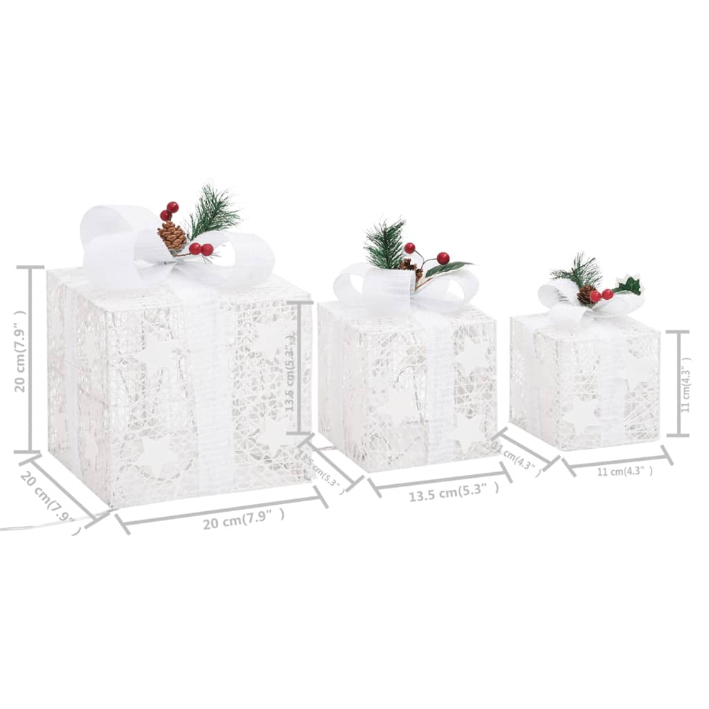 Aurelia Fabric 3 pcs Decorative Christmas Gift - White