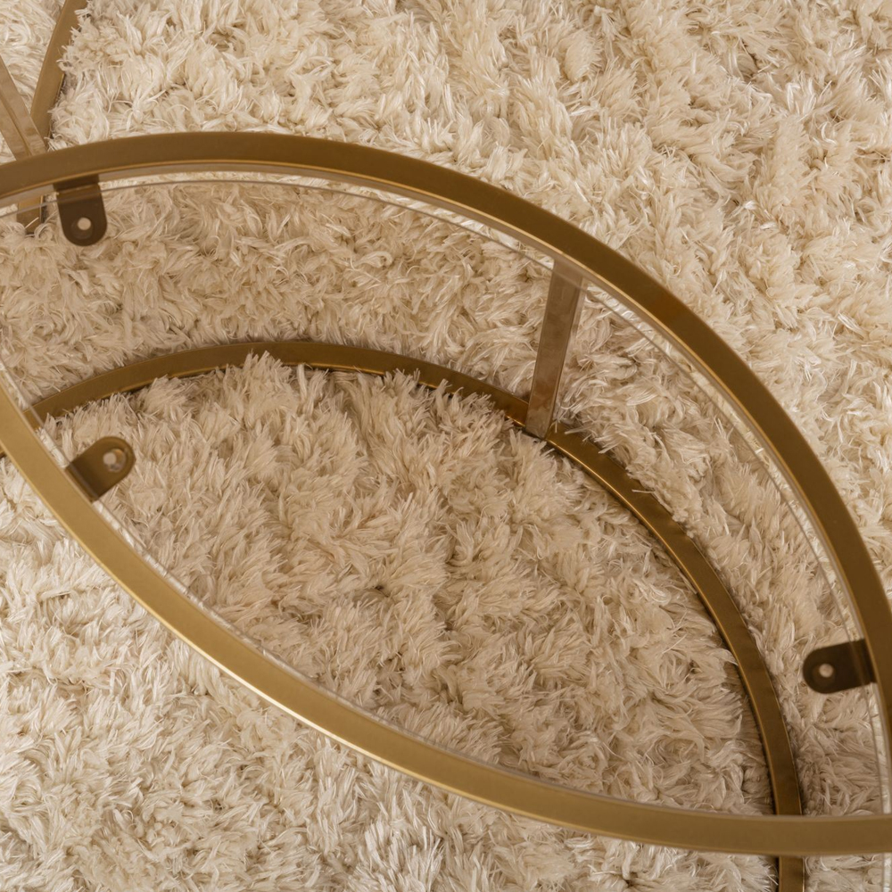 Aureo Large Tempered Glass Nest Of 2 Coffee Tables with Gold and Bronze Metal Frame