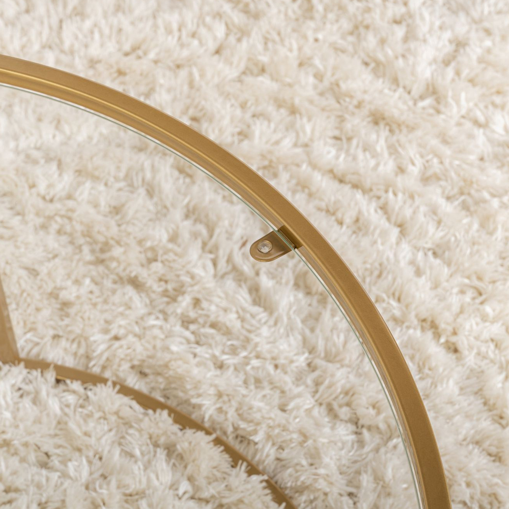 Aureo Clear Tempered Glass Coffee Table with Gold Metal Frame