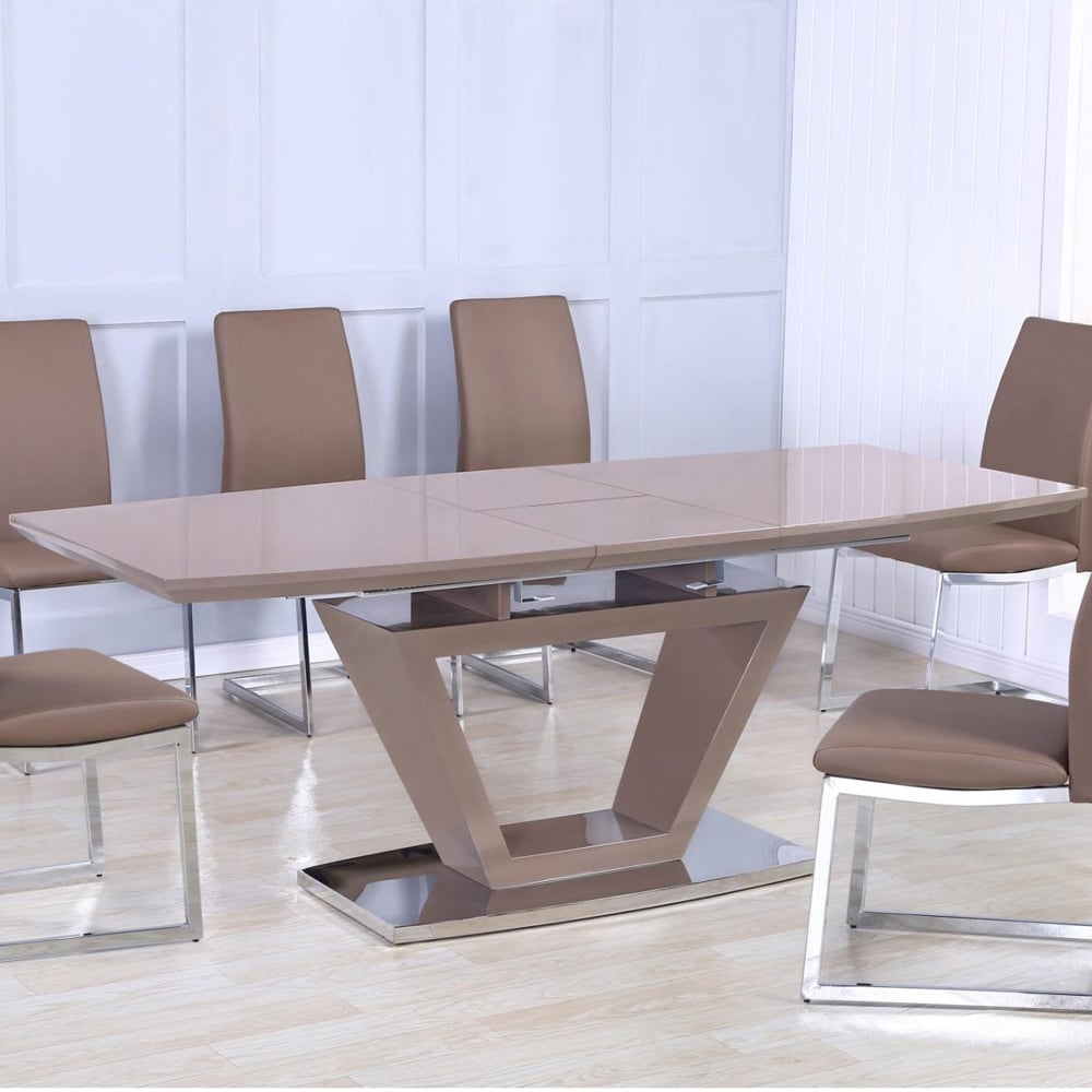 Aurora High Gloss Extending Dining Table In Cappuccino