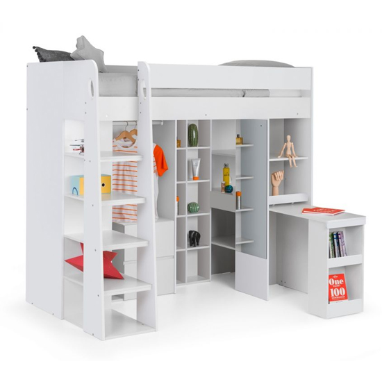 Abelina High Sleeper Kids Bed In White_2
