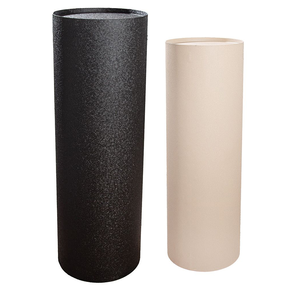 Aurora Metal Set Of 2 Cylindrical Pillar In Black And Cream