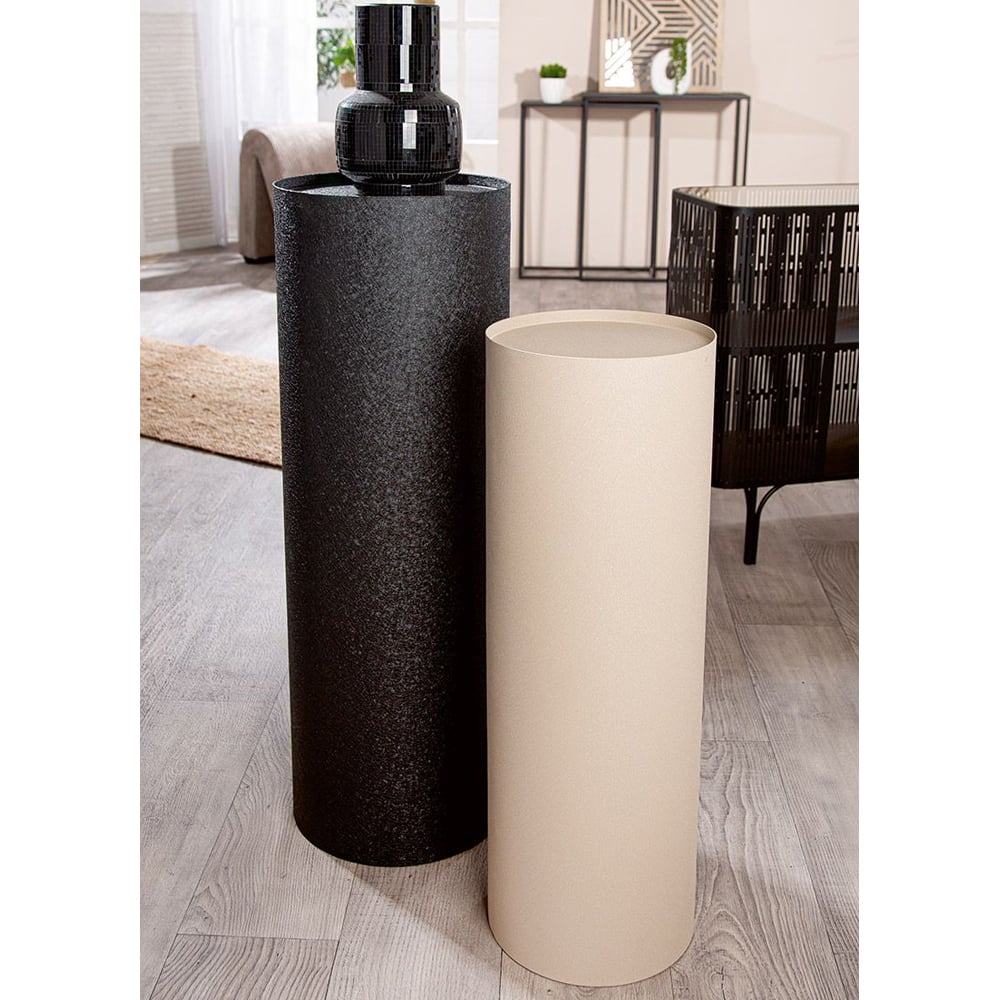Aurora Metal Set Of 2 Cylindrical Pillar In Black And Cream
